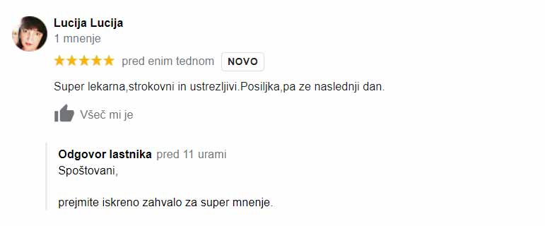 Mnenje stranke: Lucija Lucija o moji lekarni